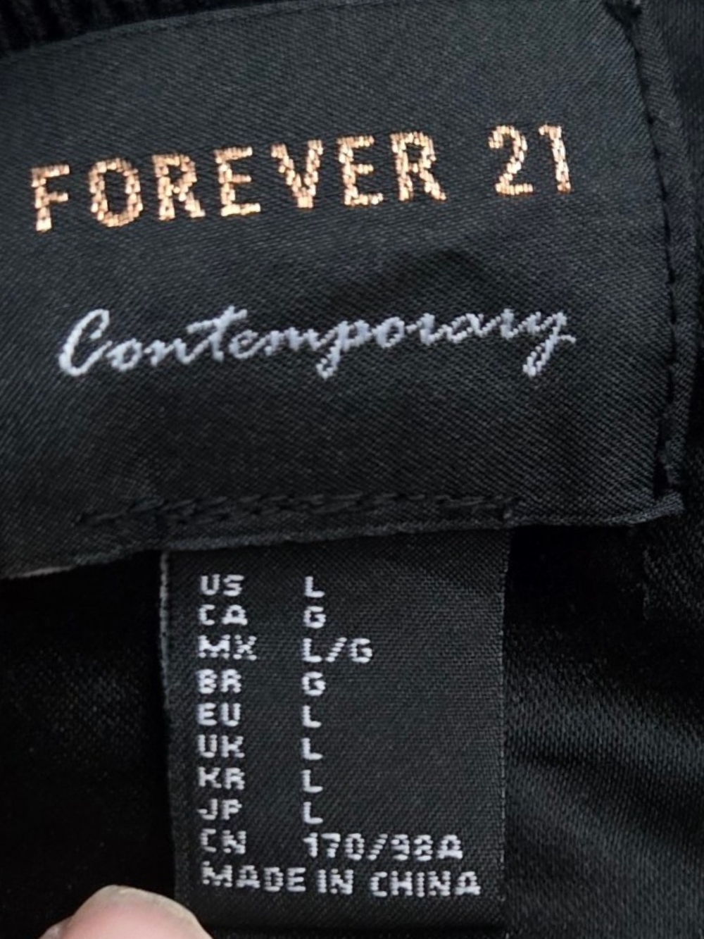 Forever 21 Black Satin Bomber Jacket with Multicolor Floral Embroidery - Picture 4 of 4
